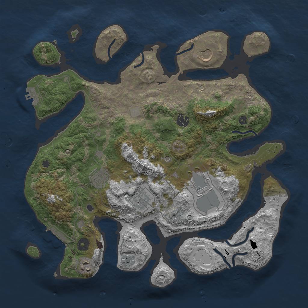 Rust Map: Procedural Map, Size: 3600, Seed: 50000, 15 Monuments