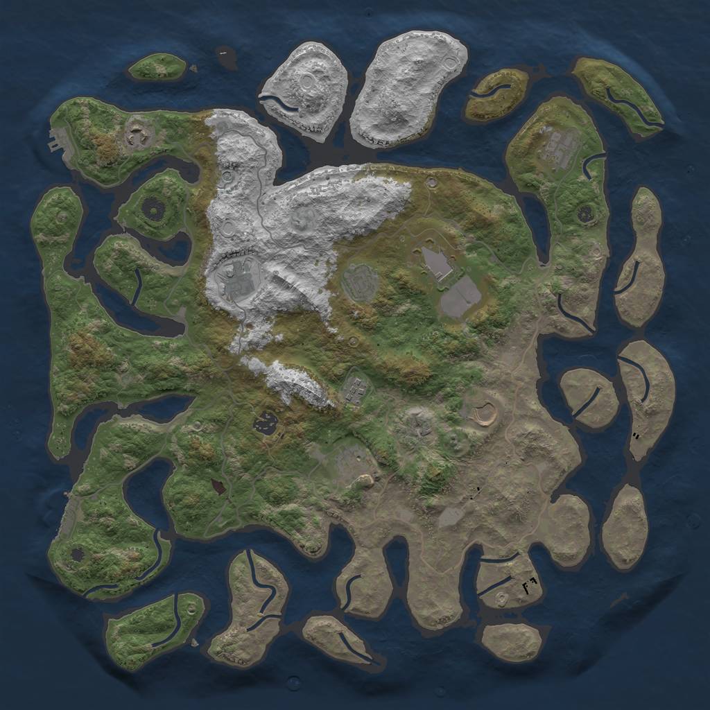 Rust Map: Procedural Map, Size: 4500, Seed: 1371406495, 17 Monuments