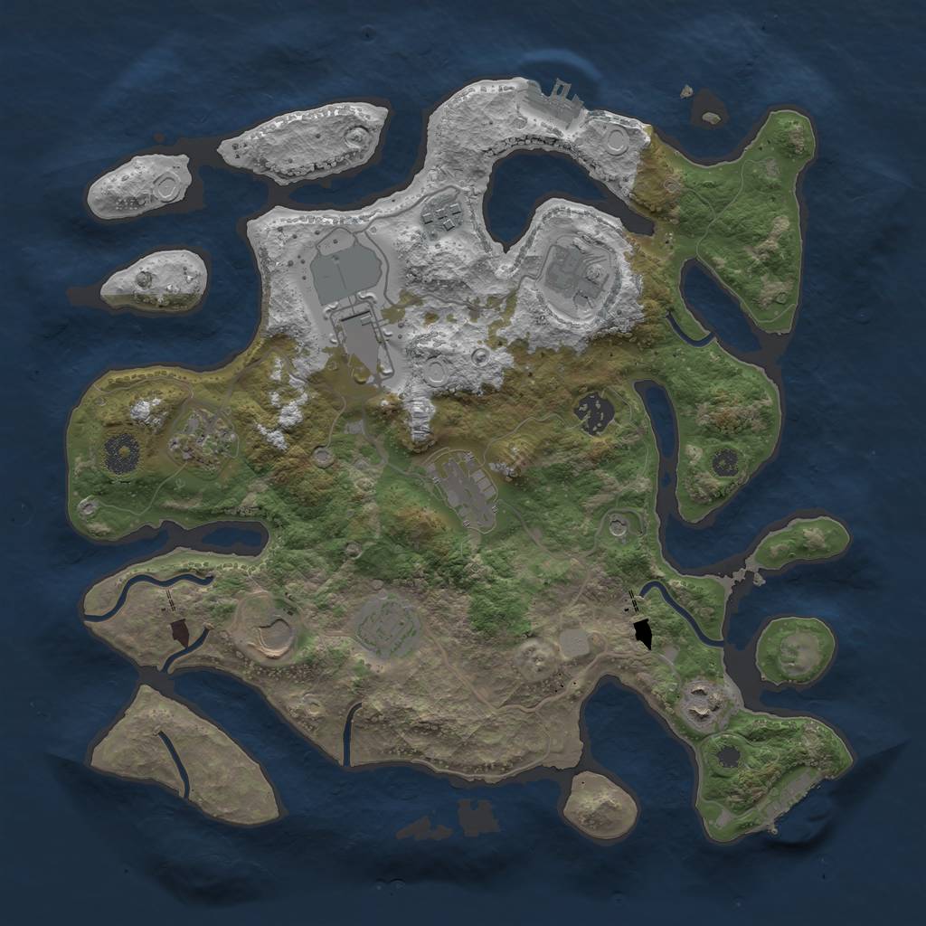 Rust Map: Procedural Map, Size: 3550, Seed: 413845, 17 Monuments