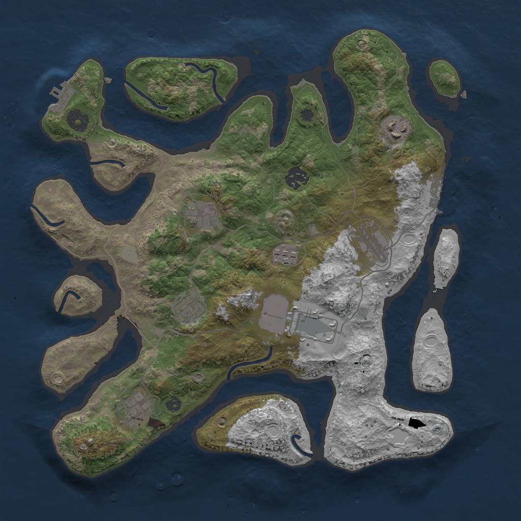 Rust Map: Procedural Map, Size: 3550, Seed: 323780, 15 Monuments