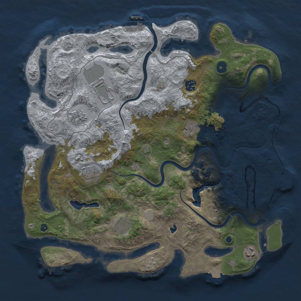 Rust Map: Procedural Map, Size: 4000, Seed: 890125964, 14 Monuments