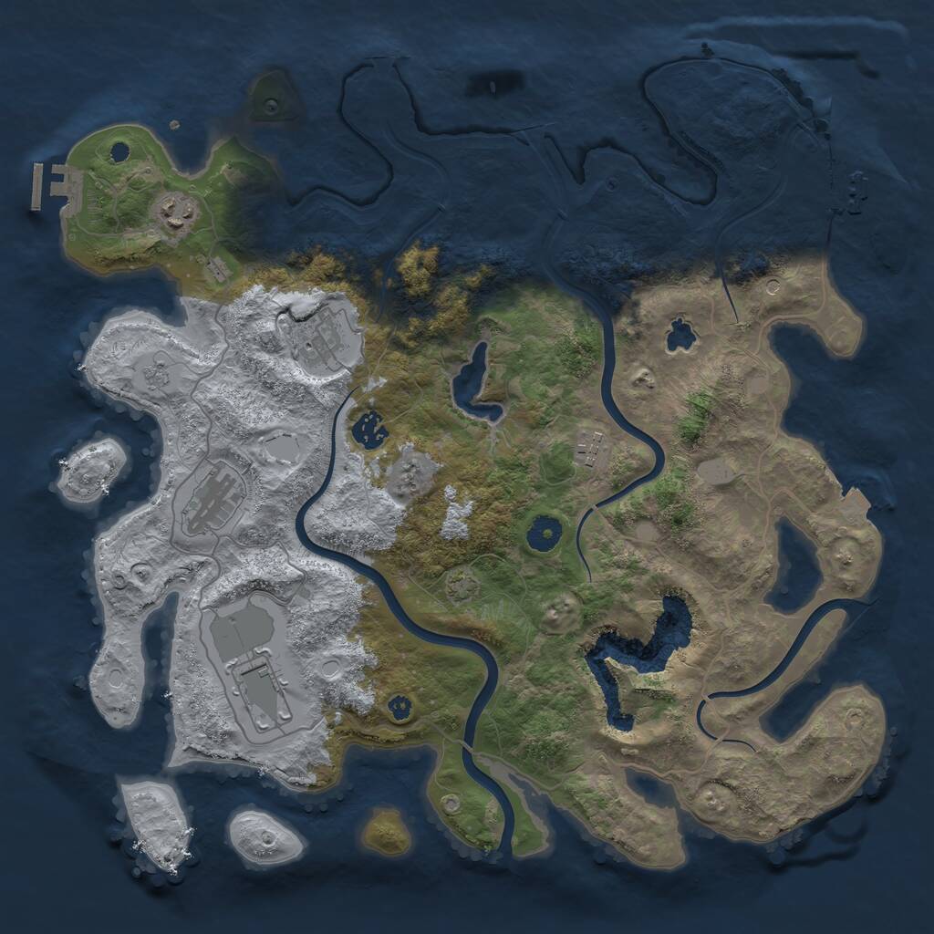 Rust Map: Procedural Map, Size: 4000, Seed: 77705009, 12 Monuments