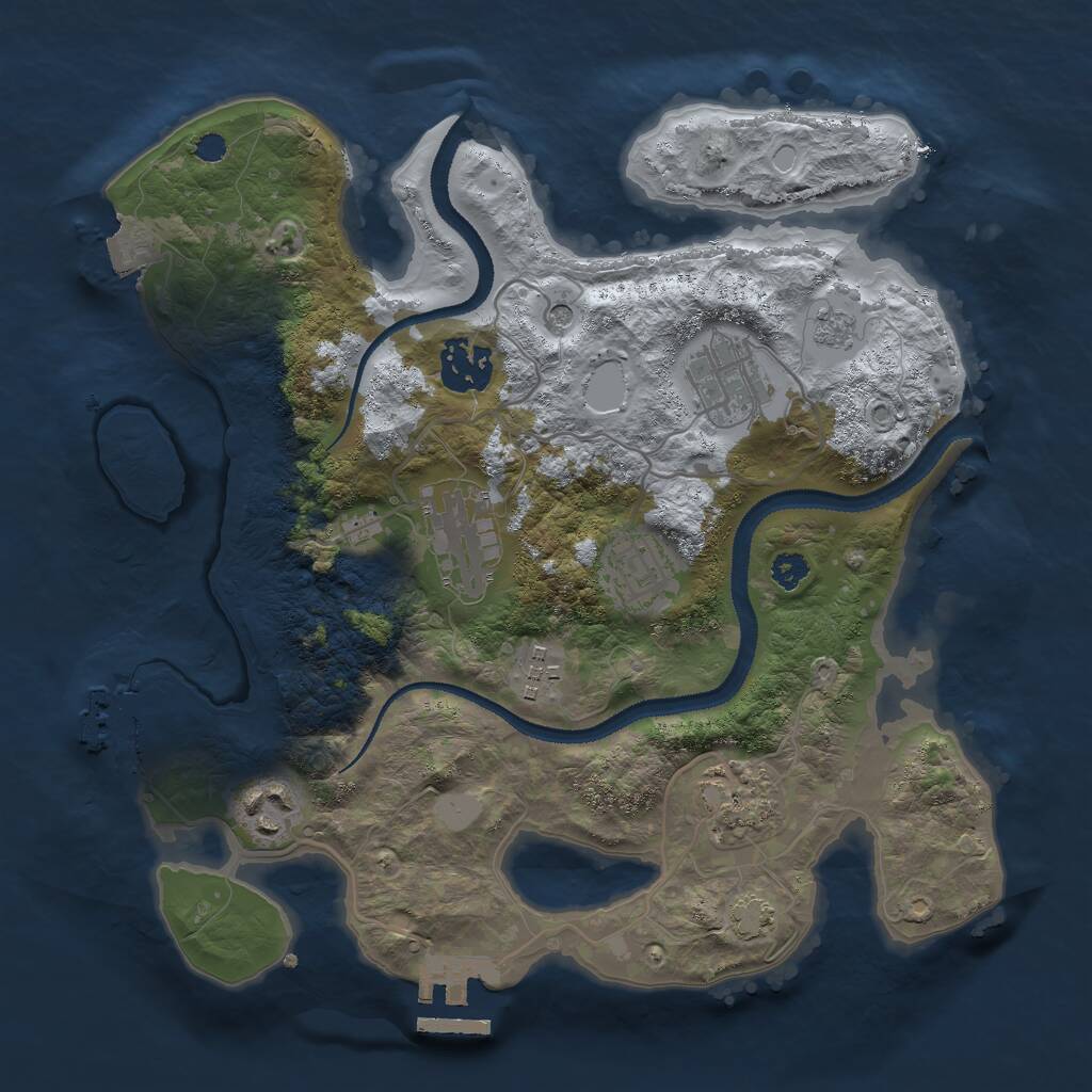 Rust Map: Procedural Map, Size: 3000, Seed: 383834388, 13 Monuments