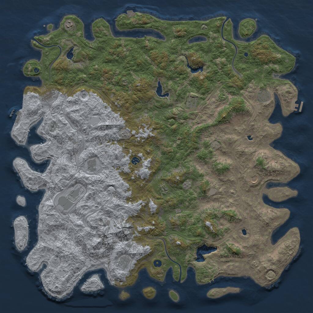 Rust Map: Procedural Map, Size: 6000, Seed: 100999116, 17 Monuments