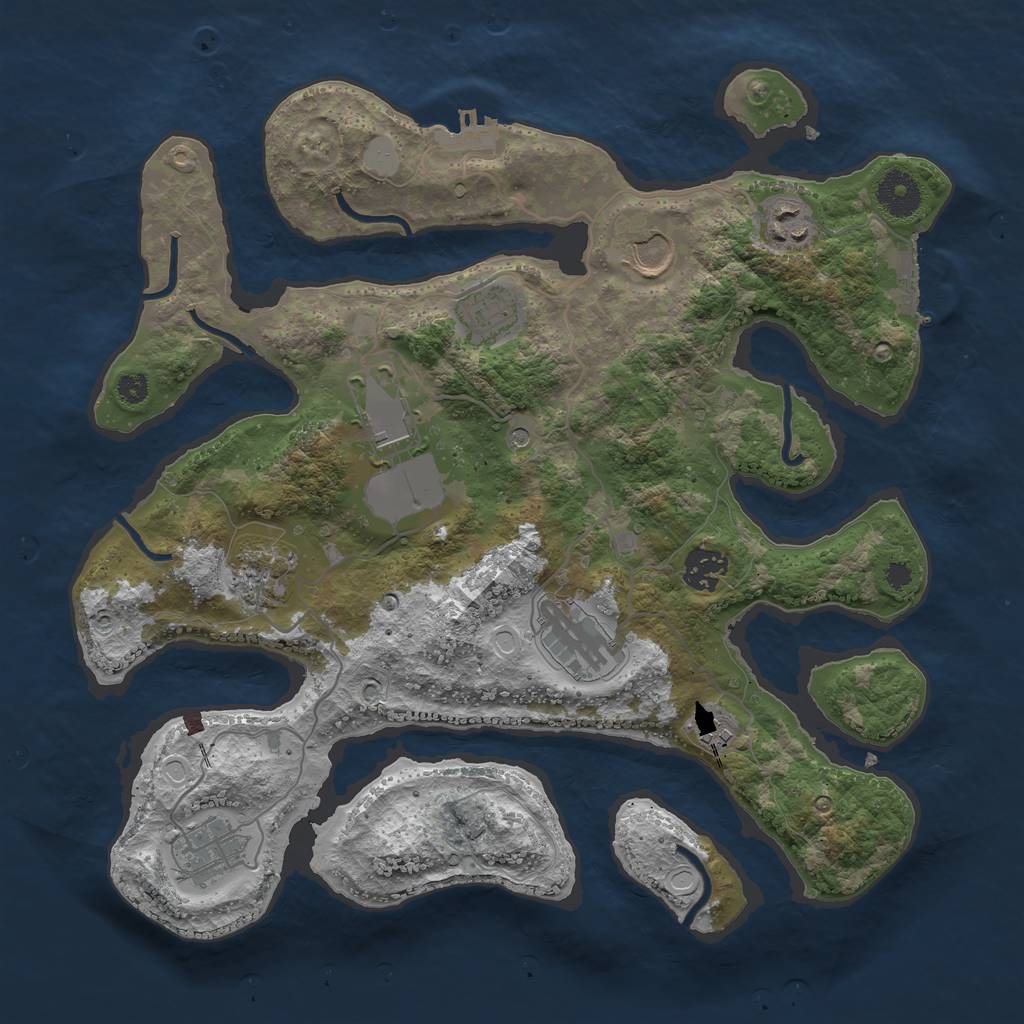 Rust Map: Procedural Map, Size: 3500, Seed: 331107, 17 Monuments