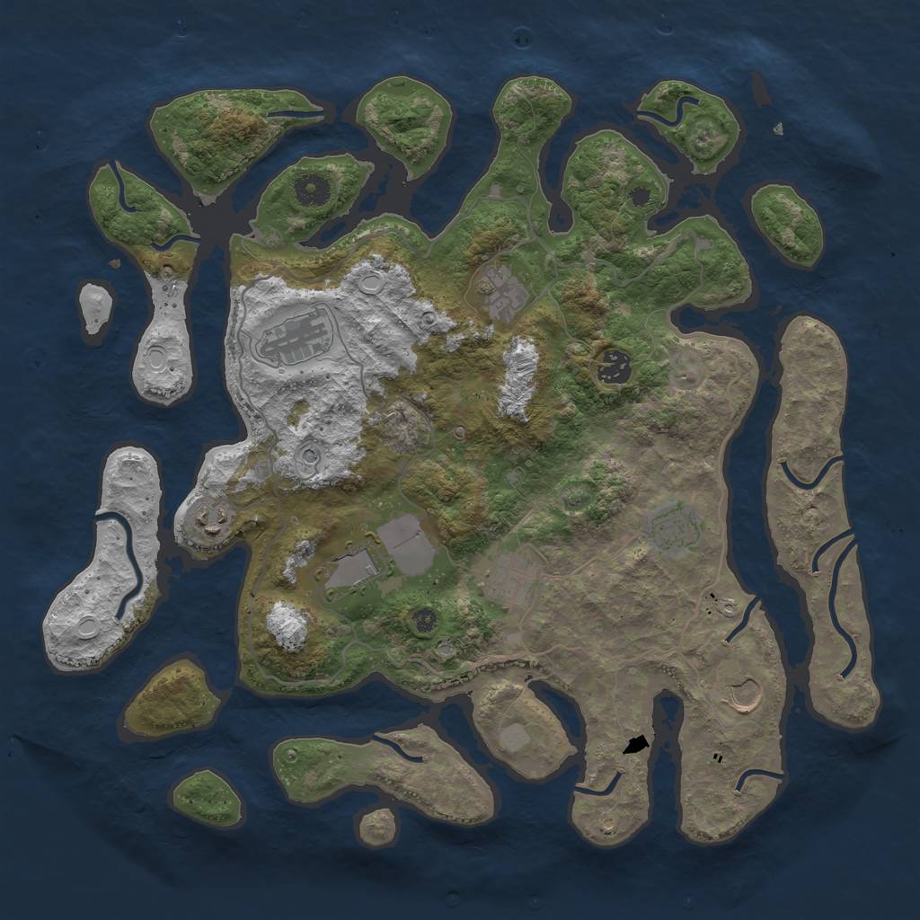 Rust Map: Procedural Map, Size: 4000, Seed: 76166, 14 Monuments