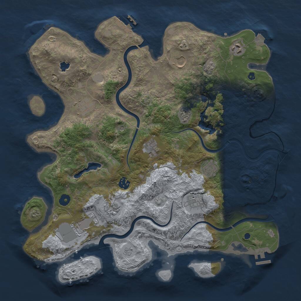 Rust Map: Procedural Map, Size: 4000, Seed: 7134, 16 Monuments