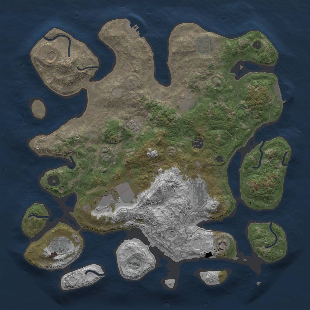 Rust Map: Procedural Map, Size: 4000, Seed: 7134, 18 Monuments