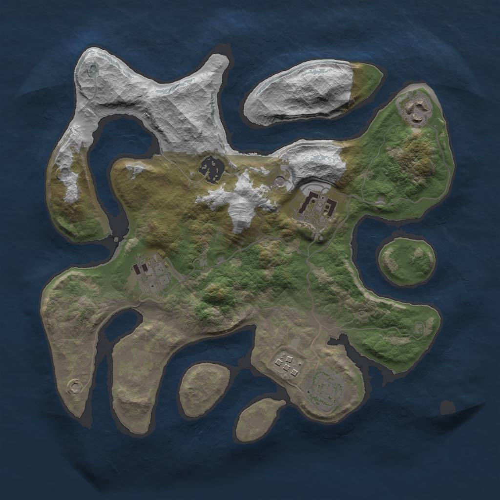 Rust Map: Barren, Size: 3000, Seed: 1517756603, 9 Monuments