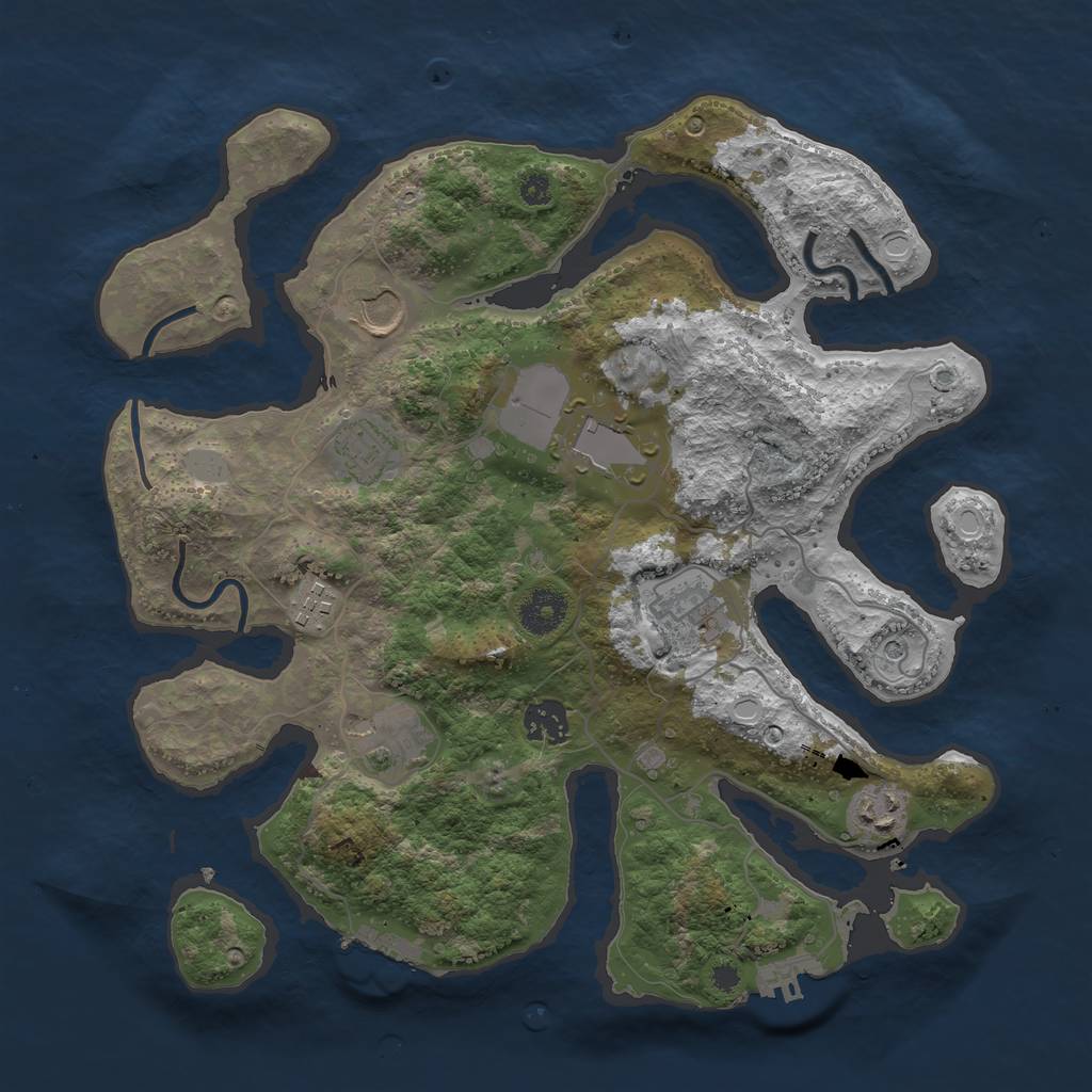 Rust Map: Procedural Map, Size: 3550, Seed: 904044, 16 Monuments