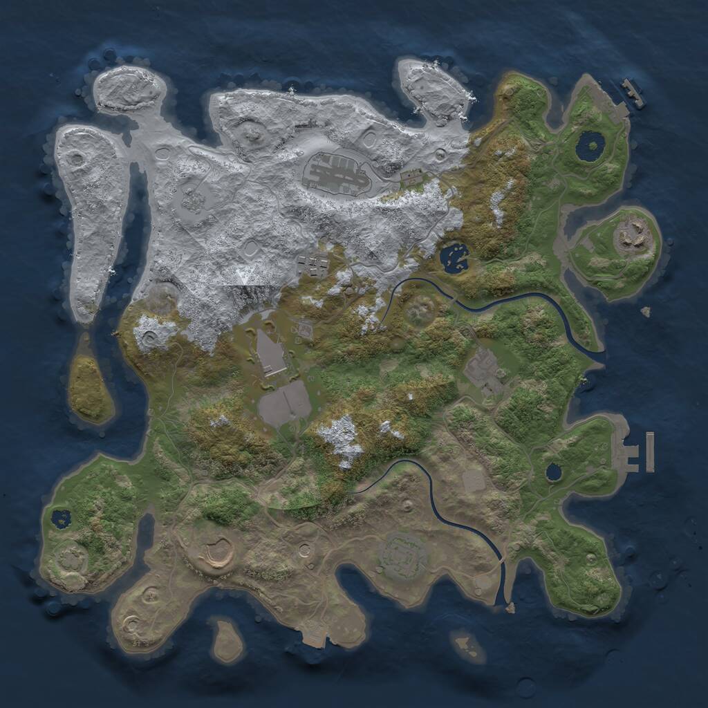 Rust Map: Procedural Map, Size: 3550, Seed: 701574, 14 Monuments