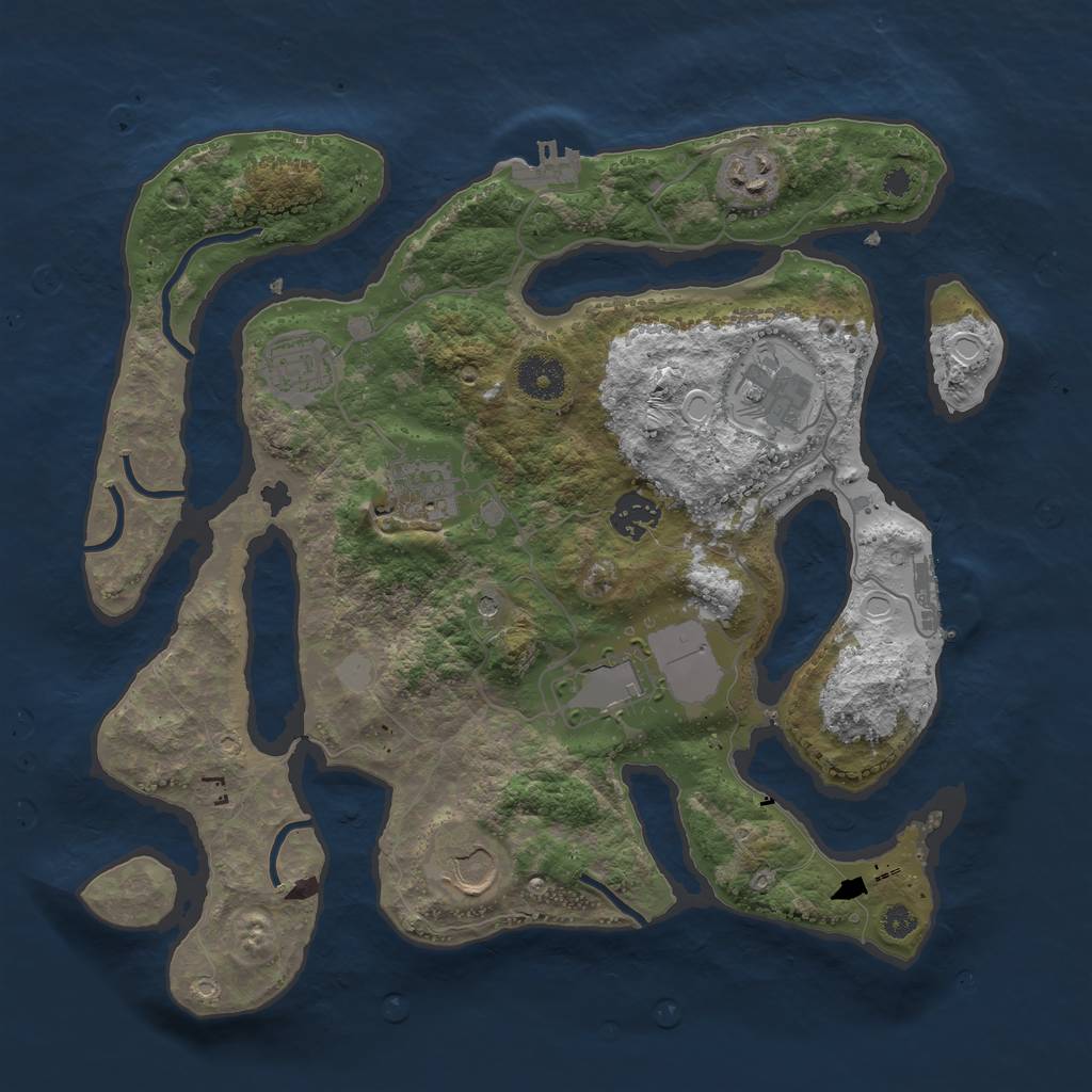 Rust Map: Procedural Map, Size: 3500, Seed: 789877444, 15 Monuments
