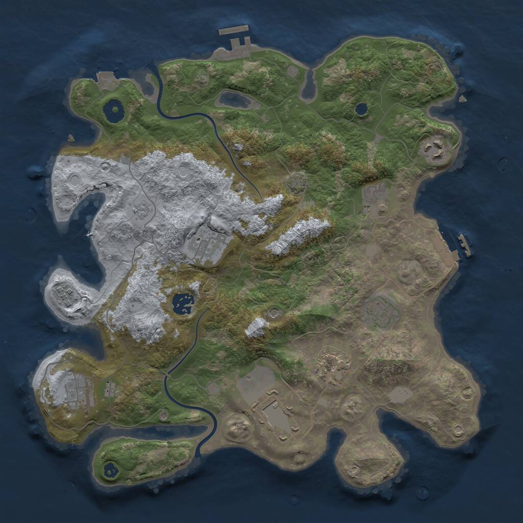Rust Map: Procedural Map, Size: 3550, Seed: 629279, 15 Monuments