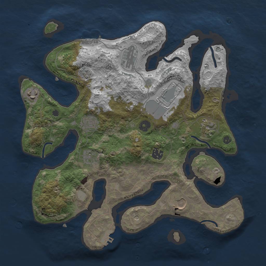 Rust Map: Procedural Map, Size: 3500, Seed: 42223, 17 Monuments