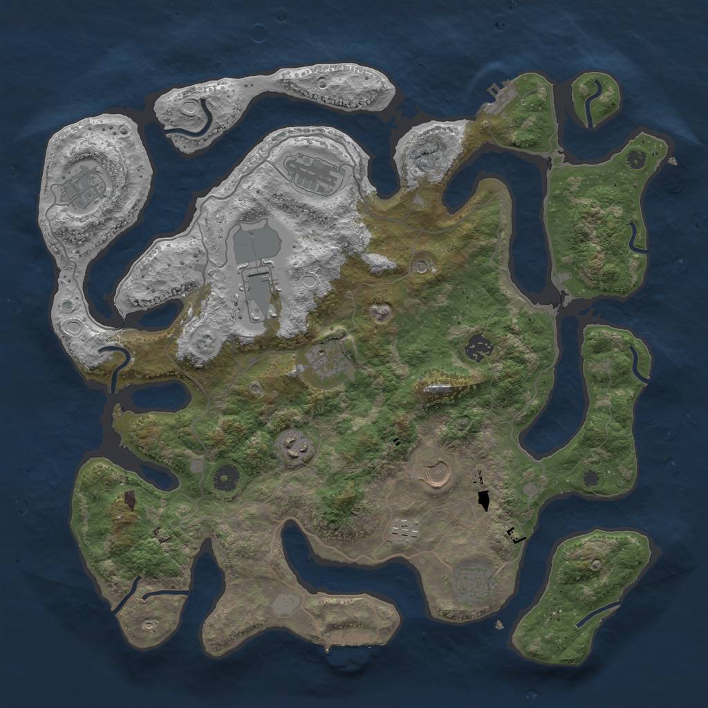Rust Map: Procedural Map, Size: 4000, Seed: 274573, 17 Monuments