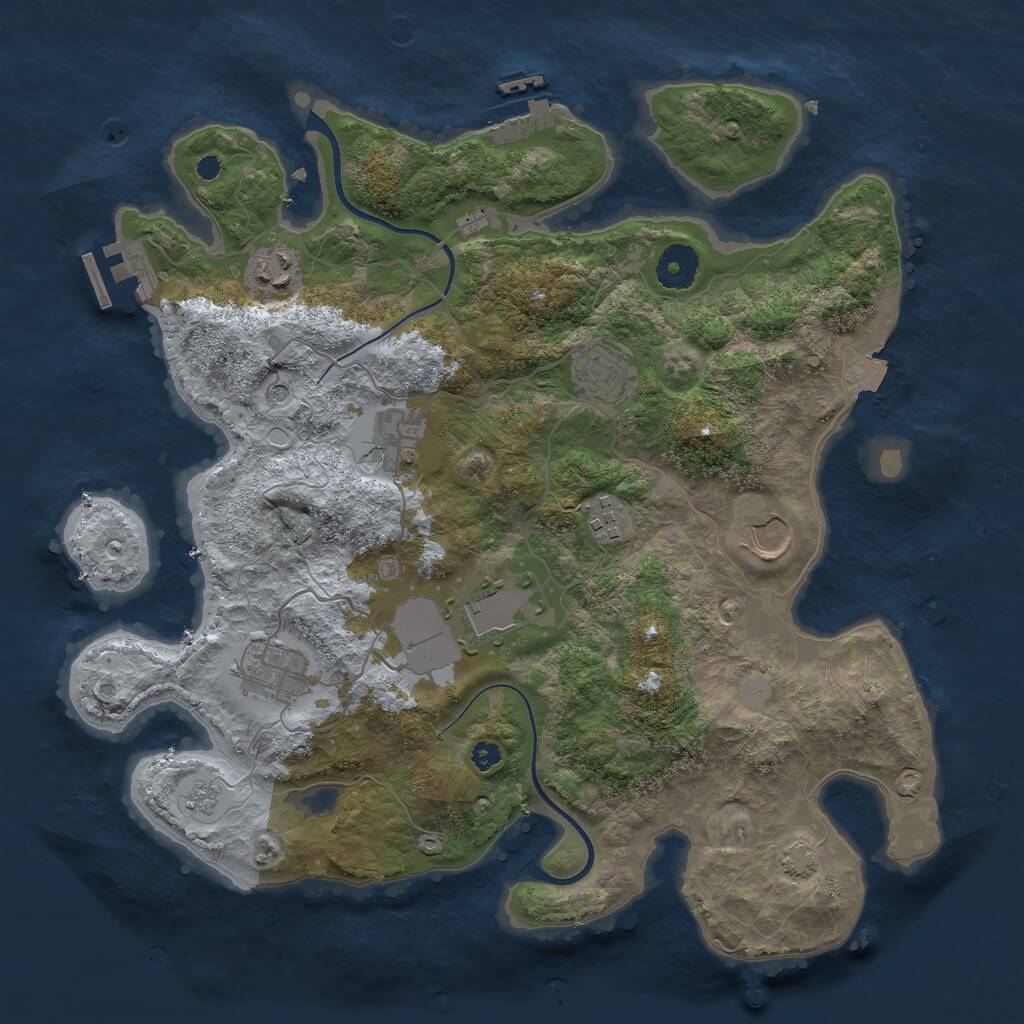 Rust Map: Procedural Map, Size: 3550, Seed: 208399, 13 Monuments