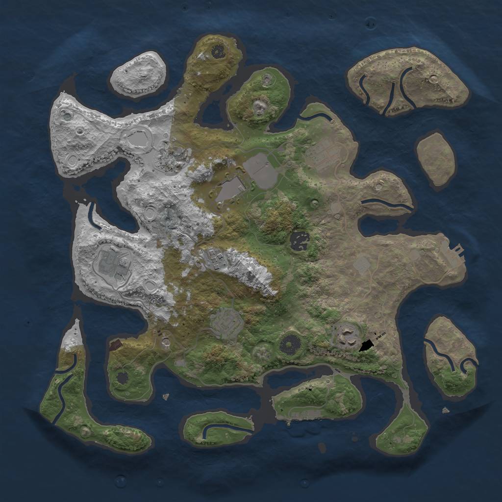 Rust Map: Procedural Map, Size: 3700, Seed: 2057060324, 16 Monuments