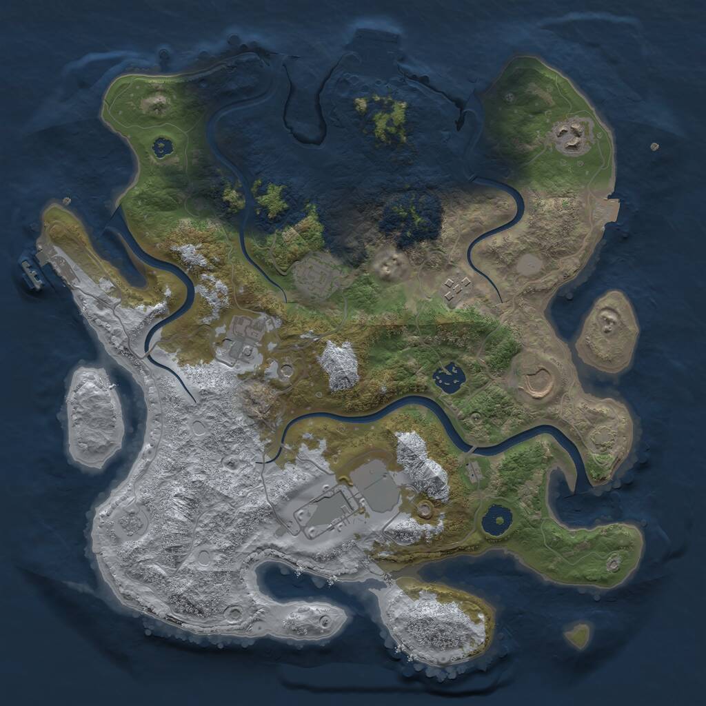 Rust Map: Procedural Map, Size: 3550, Seed: 992212, 13 Monuments