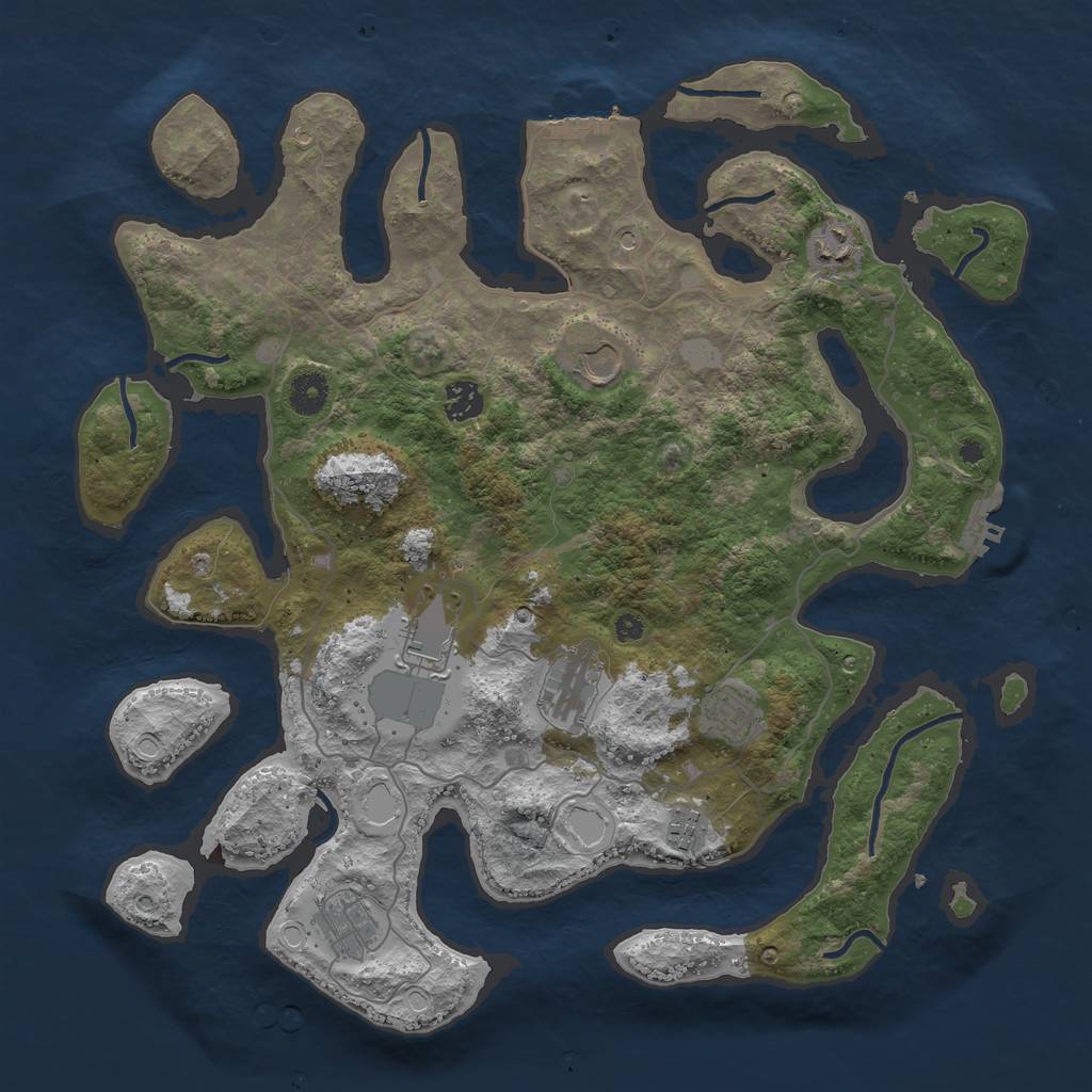 Rust Map: Procedural Map, Size: 4000, Seed: 372786, 16 Monuments