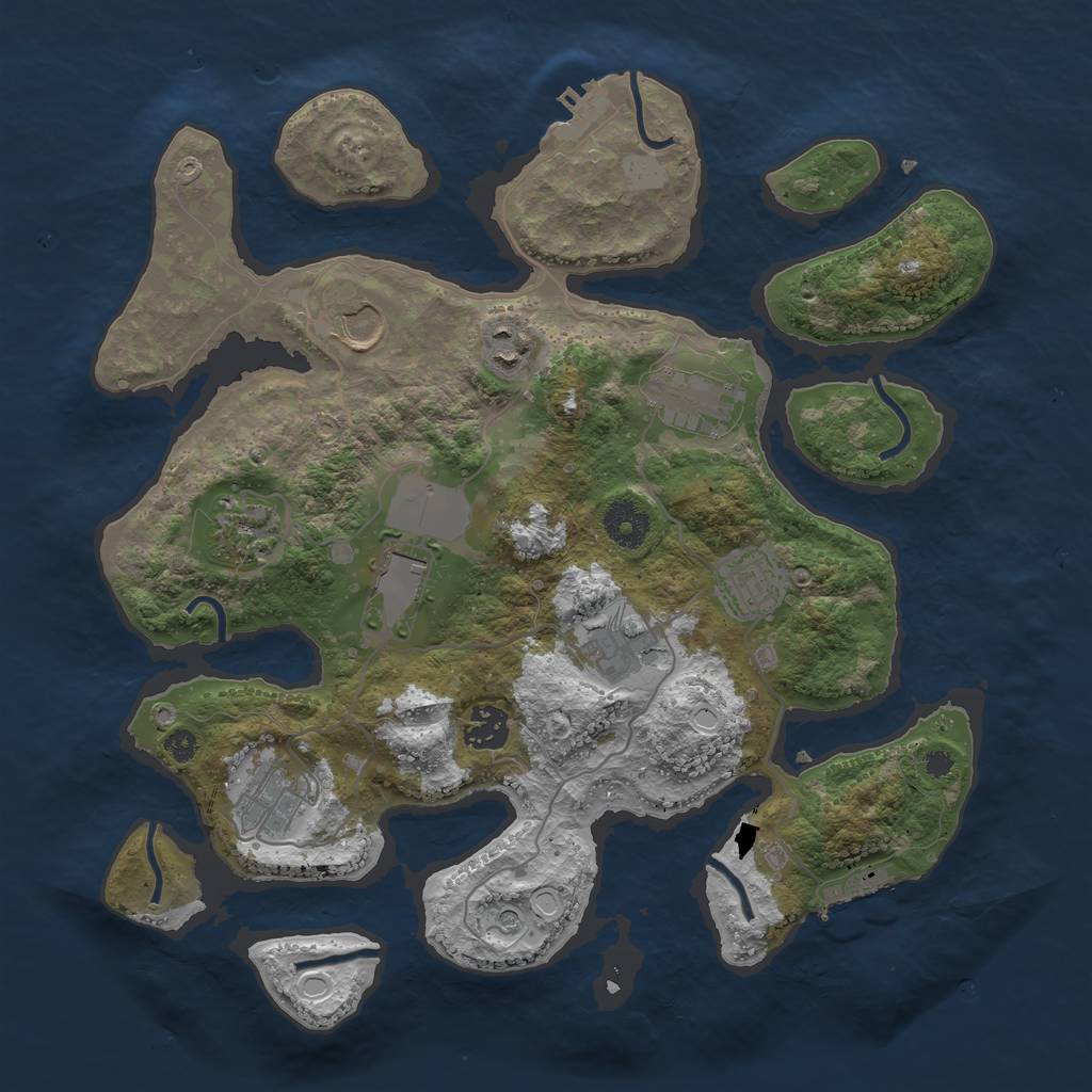 Rust Map: Procedural Map, Size: 3550, Seed: 971379, 17 Monuments