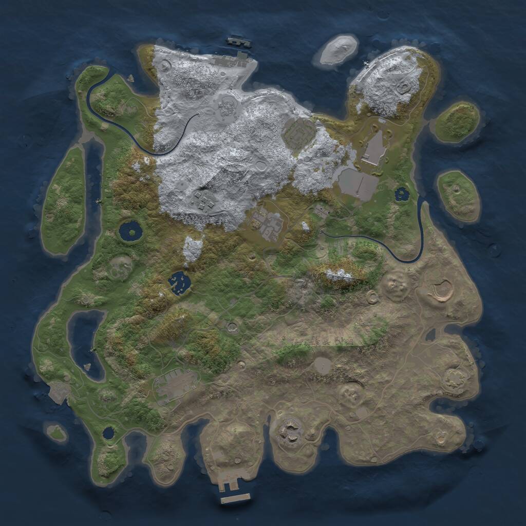 Rust Map: Procedural Map, Size: 3600, Seed: 500000, 14 Monuments