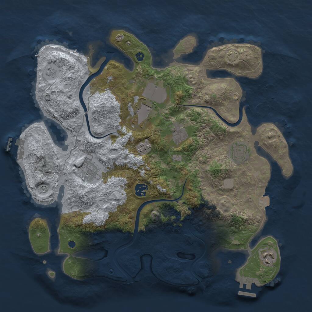 Rust Map: Procedural Map, Size: 3550, Seed: 289892, 13 Monuments