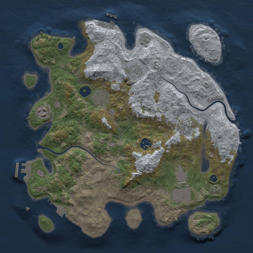 Rust Map: Procedural Map, Size: 3500, Seed: 21123033, 13 Monuments