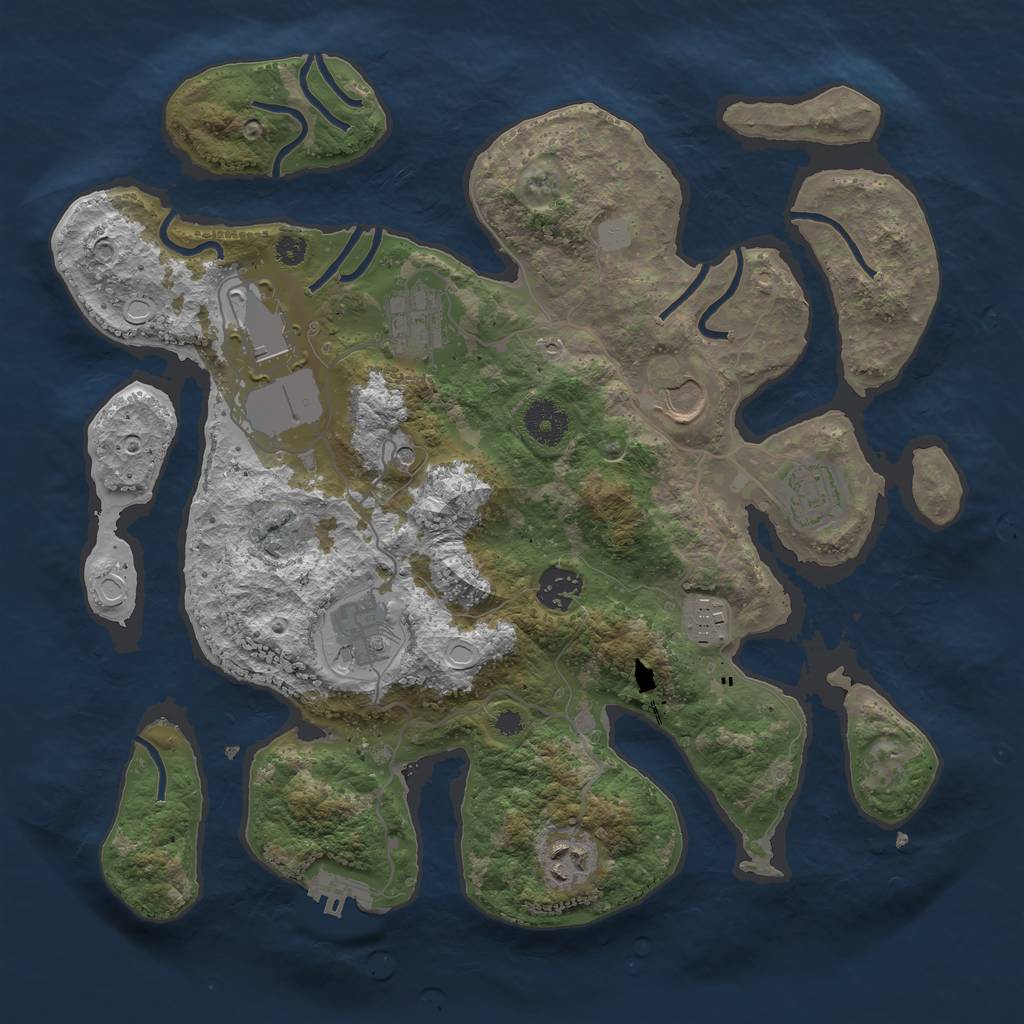 Rust Map: Procedural Map, Size: 3500, Seed: 1252100189, 15 Monuments