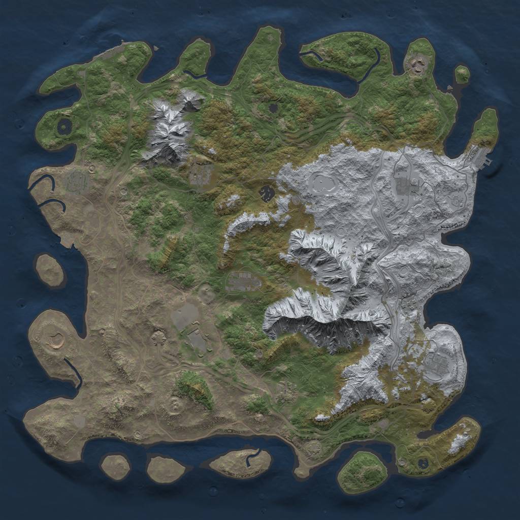 Rust Map: Procedural Map, Size: 5000, Seed: 53, 19 Monuments