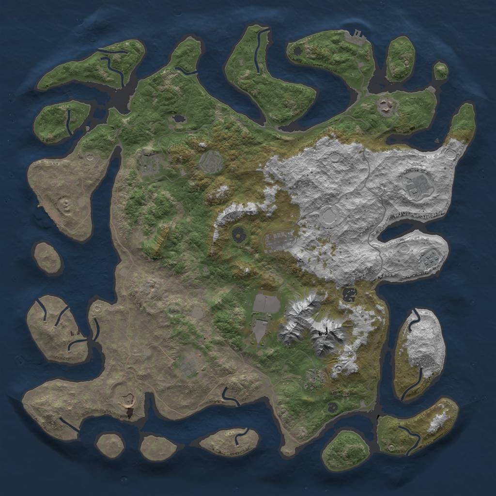 Rust Map: Procedural Map, Size: 5000, Seed: 53, 19 Monuments
