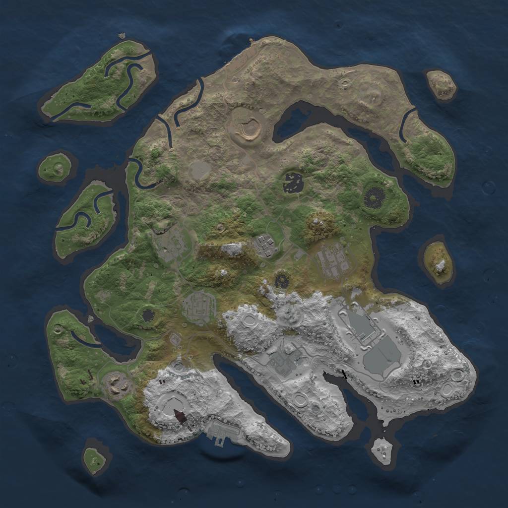 Rust Map: Procedural Map, Size: 3550, Seed: 515112, 17 Monuments
