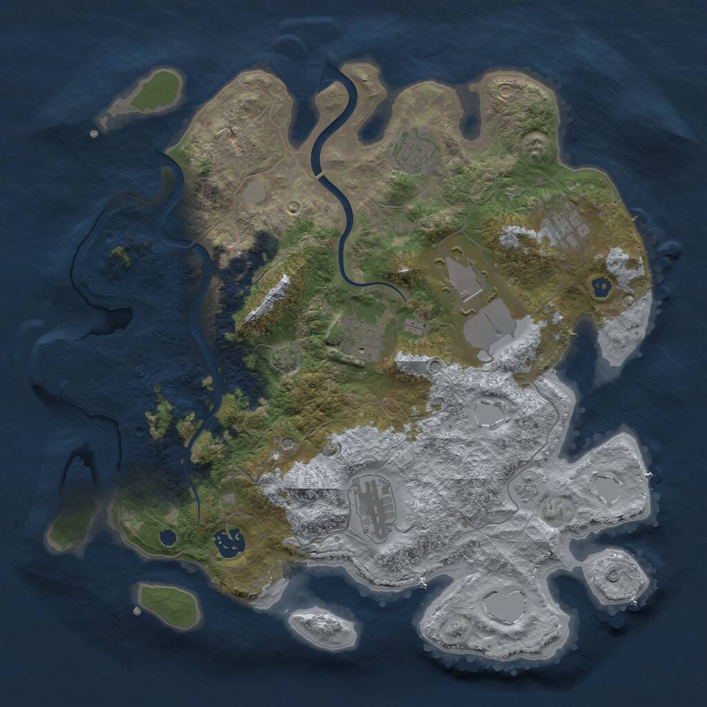 Rust Map: Procedural Map, Size: 3550, Seed: 223039, 12 Monuments