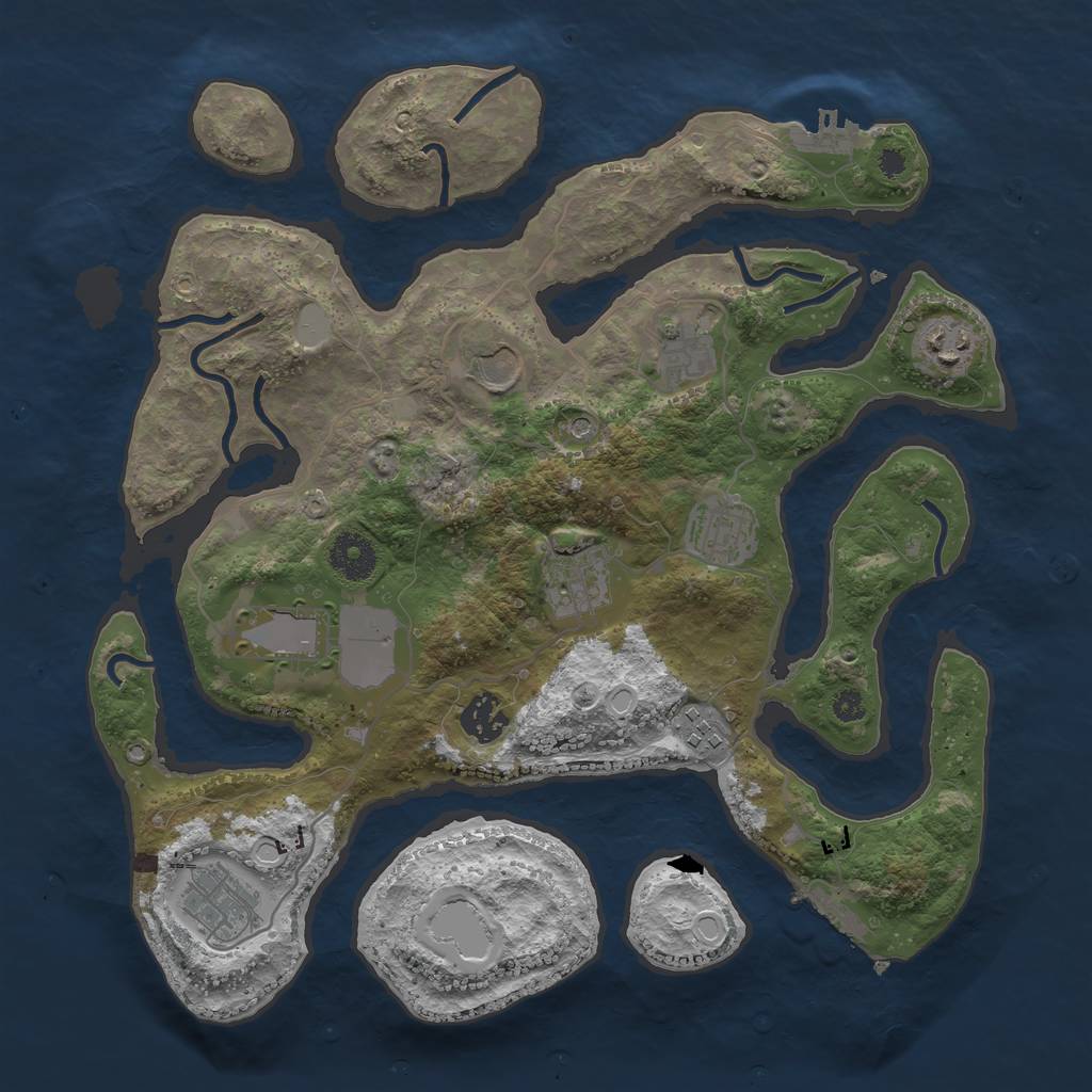 Rust Map: Procedural Map, Size: 3500, Seed: 241043, 17 Monuments