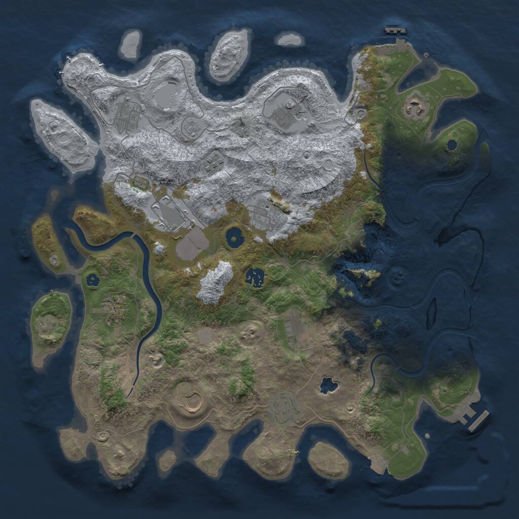 Rust Map: Procedural Map, Size: 4000, Seed: 654034, 17 Monuments