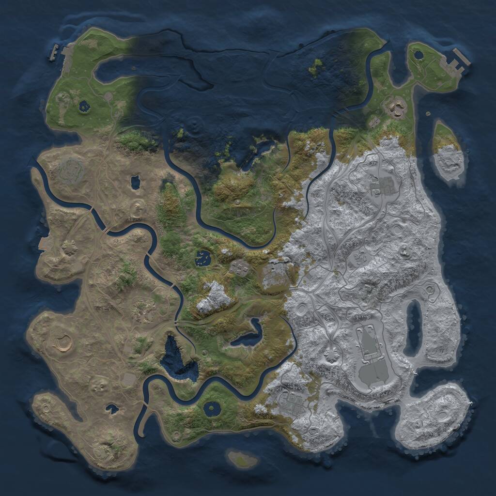 Rust Map: Procedural Map, Size: 4500, Seed: 84498523, 16 Monuments