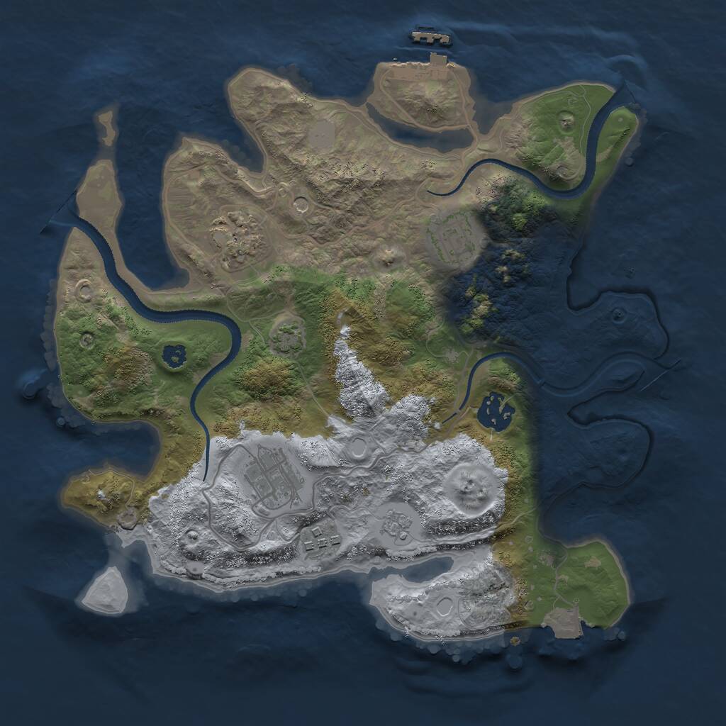 Rust Map: Procedural Map, Size: 3000, Seed: 802072, 10 Monuments