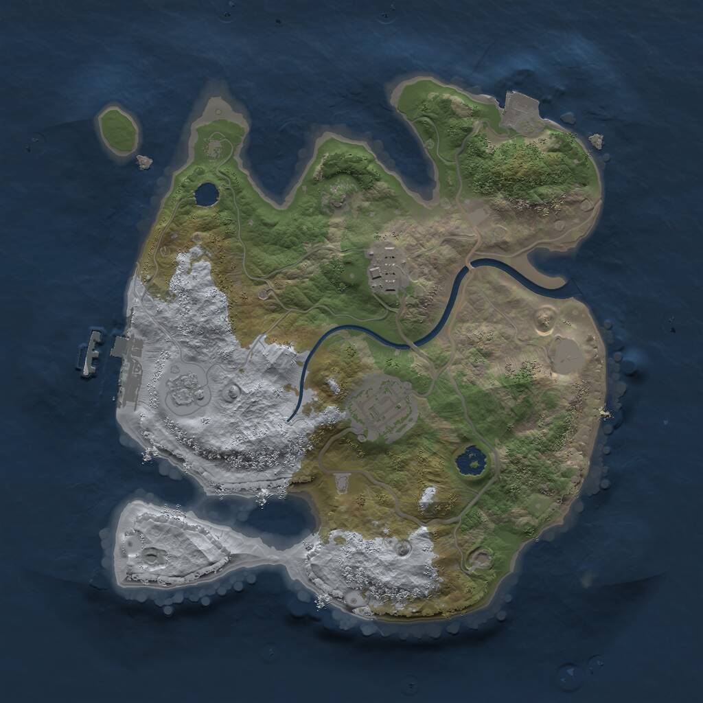 Rust Map: Procedural Map, Size: 2400, Seed: 1142991519, 5 Monuments
