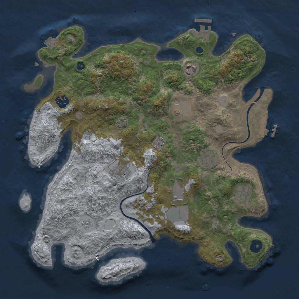 Rust Map: Procedural Map, Size: 3550, Seed: 882922, 14 Monuments