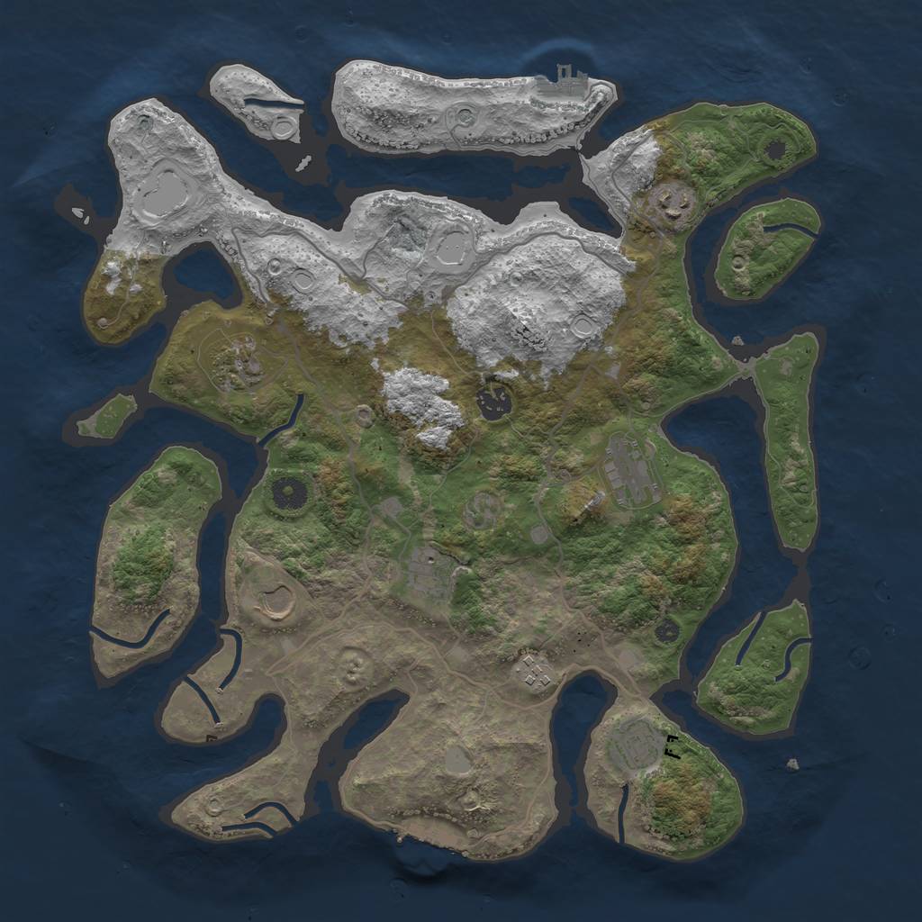 Rust Map: Procedural Map, Size: 4000, Seed: 404569, 16 Monuments