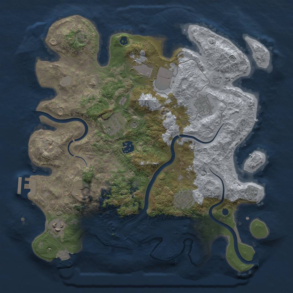 Rust Map: Procedural Map, Size: 3550, Seed: 727696, 13 Monuments