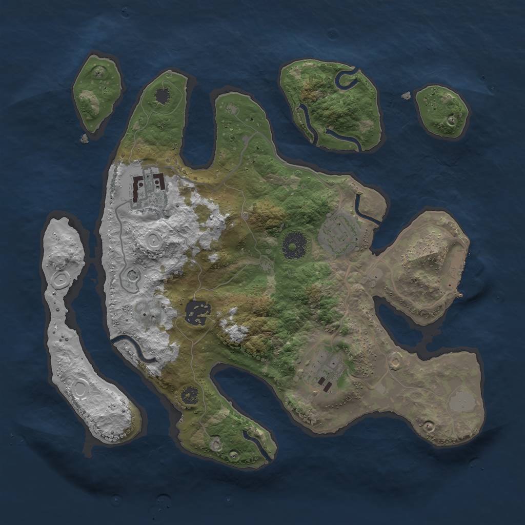 Rust Map: Procedural Map, Size: 3000, Seed: 728137616, 11 Monuments