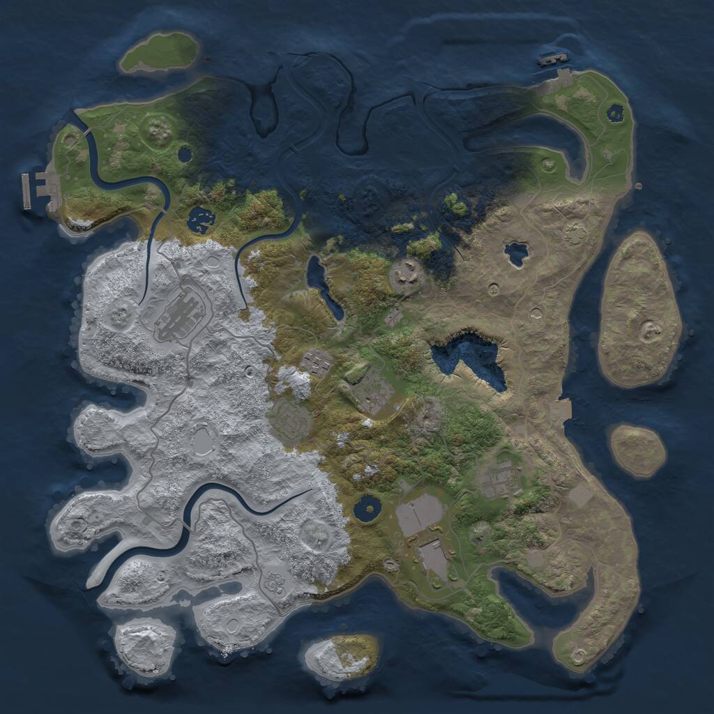 Rust Map: Procedural Map, Size: 4000, Seed: 527775, 14 Monuments