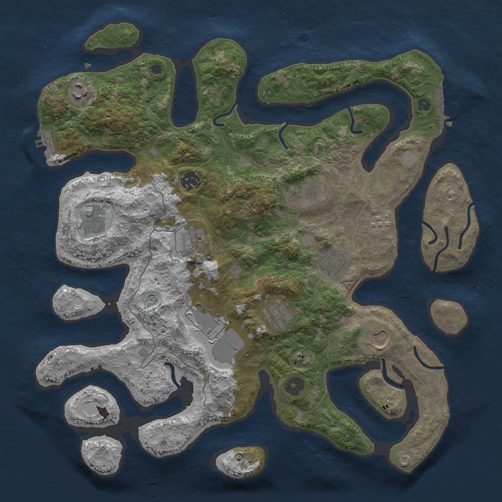 Rust Map: Procedural Map, Size: 4000, Seed: 527775, 18 Monuments