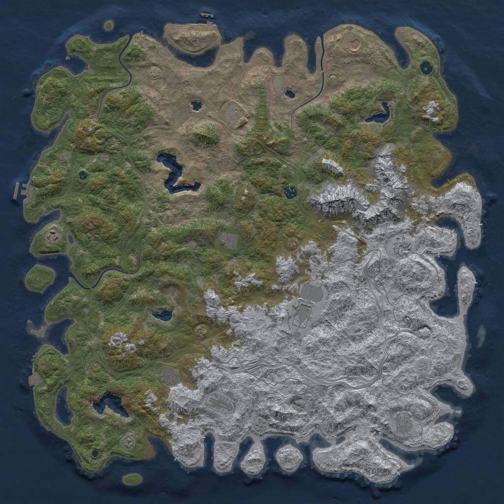 Rust Map: Procedural Map, Size: 6000, Seed: 628720141, 17 Monuments