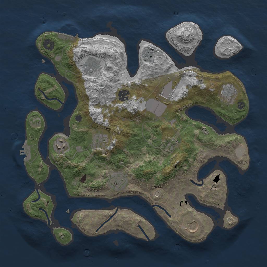 Rust Map: Procedural Map, Size: 3500, Seed: 3868369, 18 Monuments
