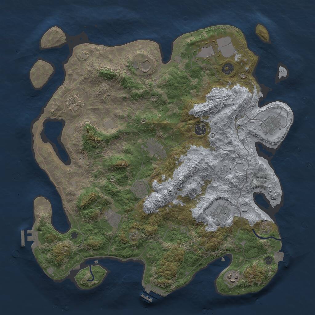 Rust Map: Procedural Map, Size: 4000, Seed: 734514, 16 Monuments