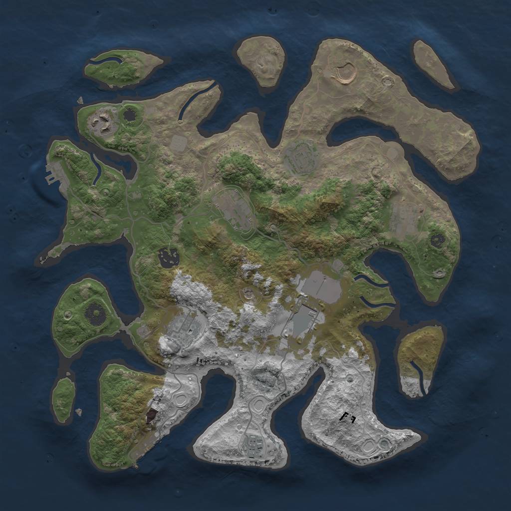 Rust Map: Procedural Map, Size: 3550, Seed: 222084, 17 Monuments