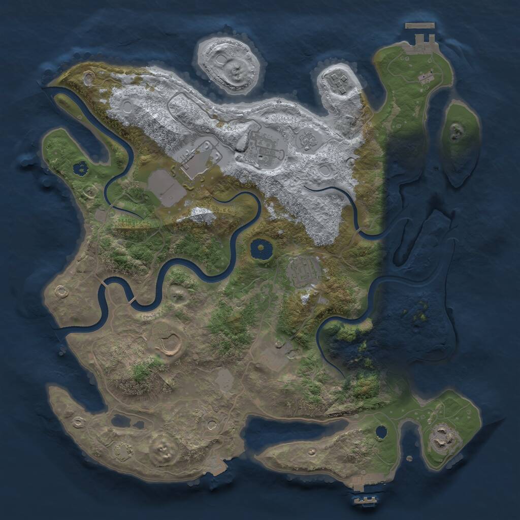 Rust Map: Procedural Map, Size: 3550, Seed: 119397, 13 Monuments