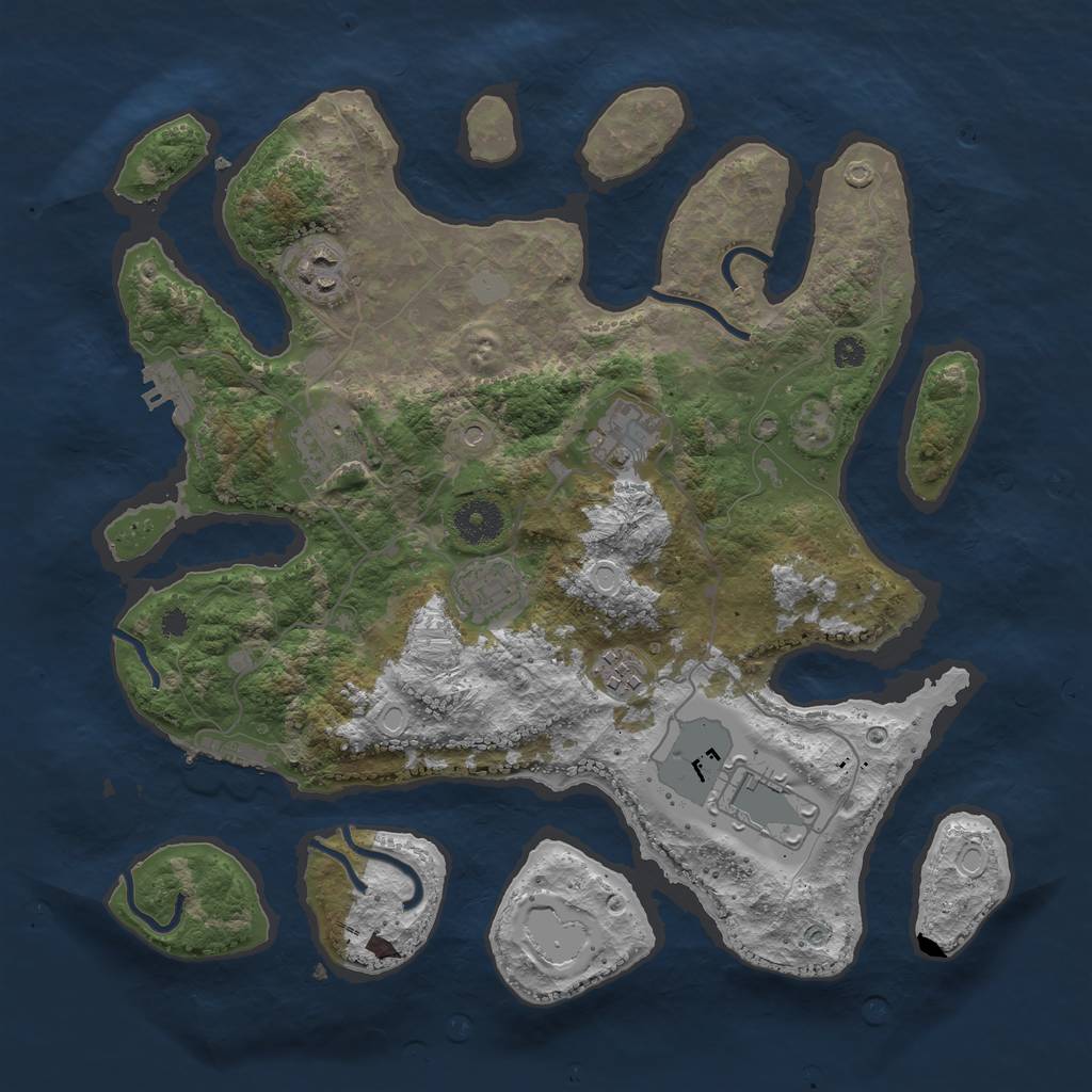Rust Map: Procedural Map, Size: 3550, Seed: 172940, 14 Monuments