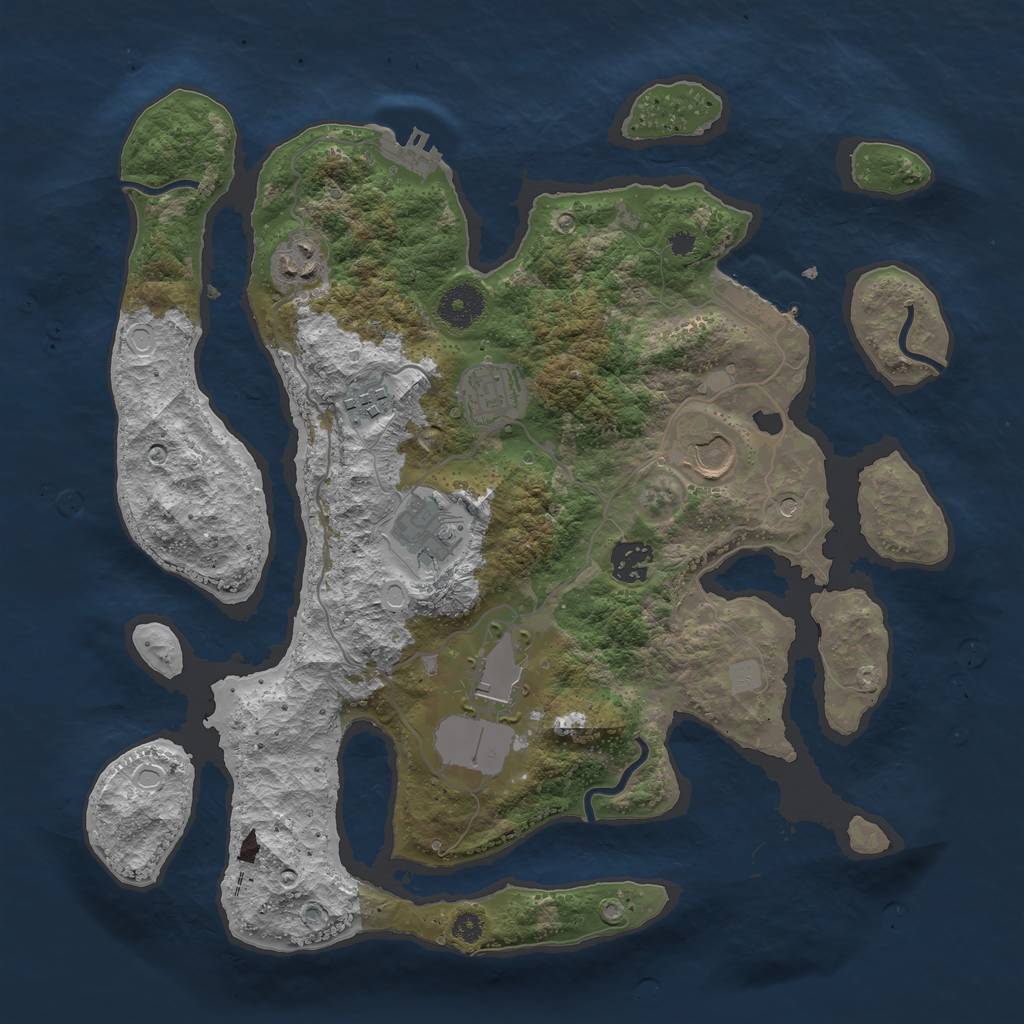 Rust Map: Procedural Map, Size: 3550, Seed: 64672, 15 Monuments